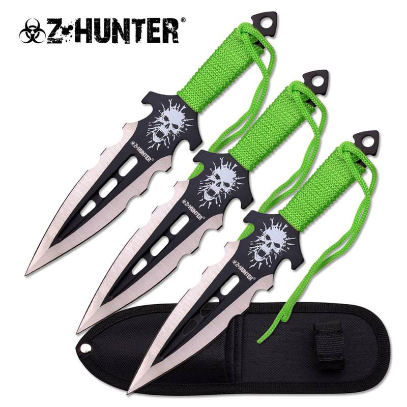 7.5" 3 Pcs Scary Skull Throwing Knife Set - Tophatter's Army Products & Self Defense Collectible Weapons - Tophatter Daily Deals